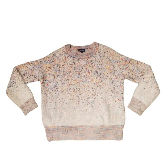 ModCloth Making a Fuzz Confetti Sweater Cozy Fuzzy Stretchy Colorful Rainbow - Picture 3 of 10